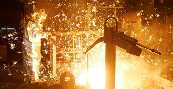Worker in steel manufacturing plant