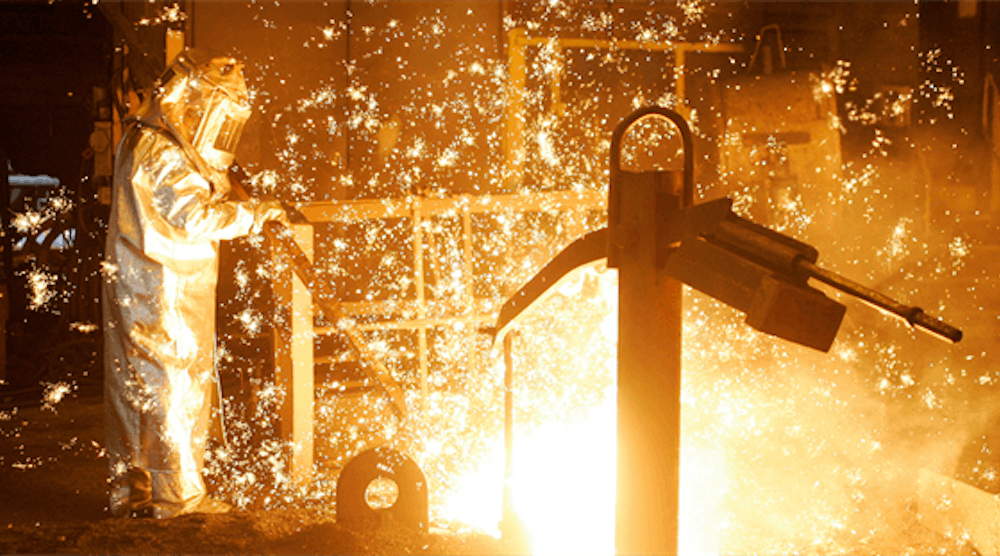 Worker in steel manufacturing plant