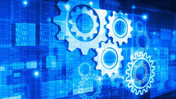 Gears and binary code illustration