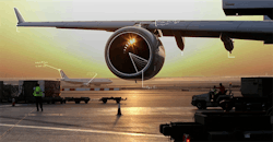 Airplane wing at airport Airplane wing at airport