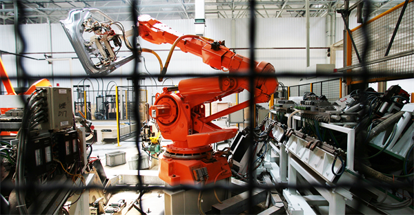 Robotic arm in factory