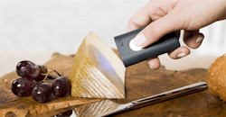 Scanning cheese on cutting board Scanning cheese on cutting board