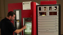 AutoCrib&apos;s RoboCrib TX750&apos;s compartments and doors adjust vertically, making them 30% more space efficient than machines with fixed doors. They can also dispense square and rectangular boxes.
