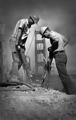 The Golden Gate Bridge was the first construction site that mandated hard hats.