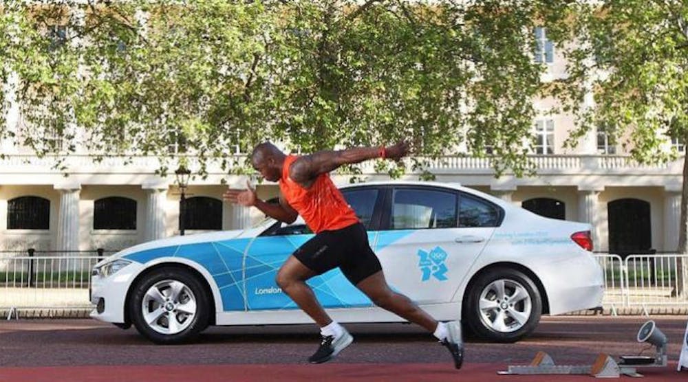 Olympic gold medalist Mark Lewis-Francis puts his acceleration to the test with BMW. According to 3d-car-shows.com, sports scientist Greg Whyte conducted a study in 2012 that showed Mark Lewis-Francis was able to outrun a BMW 320d for about 4 sec. In Paris 2012, Lewis-Francis completed the 100-meter relay in 10.048 sec.
