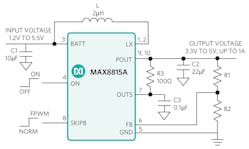 Figure 6: Application diagram of a high-efficiency, low-quiescent-current boost converter.
