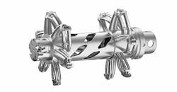 Weight reduction through additive layer manufacturing. 3D-printed, with a total weight of 23.6 lb. (10.7 kg). Cutting the weight in half, meeting surface quality, roundness, and accuracy requirements for stator bores. Weight reduction through additive layer manufacturing. 3D-printed, with a total weight of 23.6 lb. (10.7 kg). Cutting the weight in half, meeting surface quality, roundness, and accuracy requirements for stator bores.