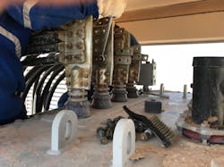 Corroded clamps in the transformer box were washed with VpCI-415 and dried. ElectriCorr VpCI-239 was applied and they were bolted back into place. VpCI-386 was used on the clamp external surfaces. Corroded clamps in the transformer box were washed with VpCI-415 and dried. ElectriCorr VpCI-239 was applied and they were bolted back into place. VpCI-386 was used on the clamp external surfaces.