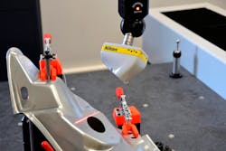 The Nikon Metrology laser scanning head deployed on the LK HC90 40.16.16 CMM at RapidFit. The Nikon Metrology laser scanning head deployed on the LK HC90 40.16.16 CMM at RapidFit.