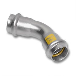 A press fitting for gas installations made from stainless steel A press fitting for gas installations made from stainless steel