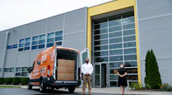 Rick Abbate, Vice President of igus North America, and Nicole Lang, iglide product manager for igus, prepare to head out with an igus truck to distribute the face shields.