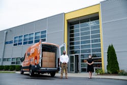 Rick Abbate, Vice President of igus North America, and Nicole Lang, iglide product manager for igus, prepare to head out with an igus truck to distribute the face shields. Rick Abbate, Vice President of igus North America, and Nicole Lang, iglide product manager for igus, prepare to head out with an igus truck to distribute the face shields.