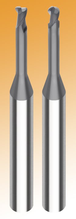 Diamond HQ line edition: left, SC end mill with corner radius, 2 teeth; Right: SC end mill with full radius, 2 flute.