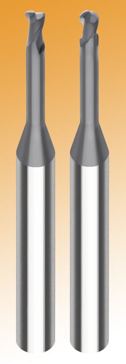 Diamond HQ line edition: left, SC end mill with corner radius, 2 teeth; Right: SC end mill with full radius, 2 flute. Diamond HQ line edition: left, SC end mill with corner radius, 2 teeth; Right: SC end mill with full radius, 2 flute.
