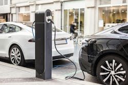 EVs charging on the street EVs charging on the street