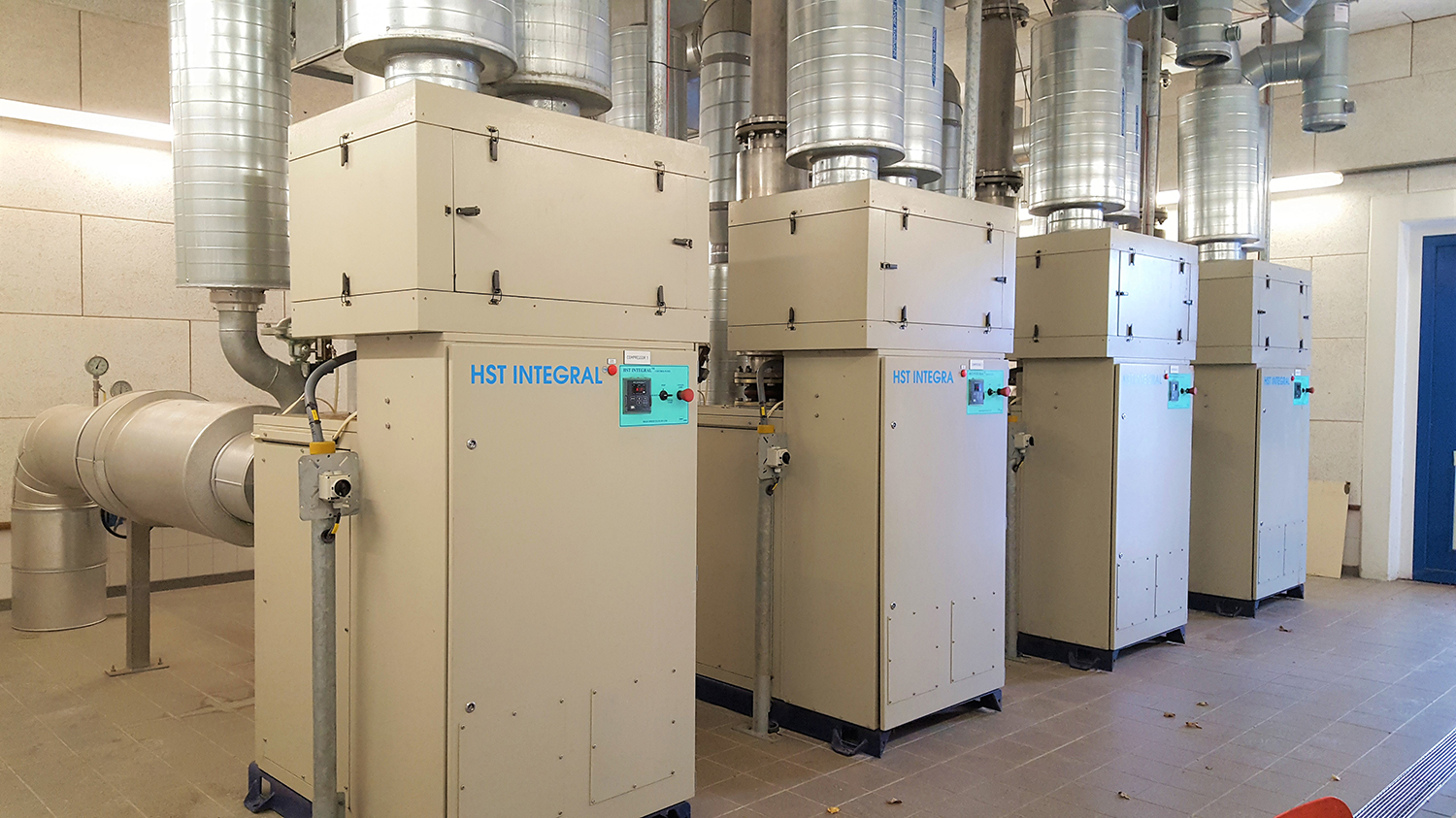 The original installation of four turbocompressors.