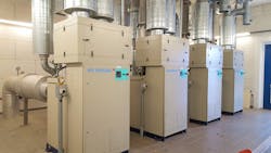 The original installation of four turbocompressors. The original installation of four turbocompressors.