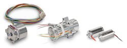 Left: The modified EC 32 flat drive. Nine of these drives are used in the Perseverance rover. Center: The EC 20 flat with GP 22 UP gearhead. Right: DCX 10 motors move the swashplate, which in turn controls the tilt of the rotor blades of the Mars helicopter.