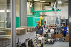 Metro Mold & Design’s work cells include high-speed automation, optimal tonnage injection molding machines, auxiliary equipment, and cranes. Metro Mold & Design’s work cells include high-speed automation, optimal tonnage injection molding machines, auxiliary equipment, and cranes.