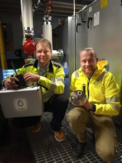 Matti Järveläinen (to the left), CEO and founder of Collo and Mikko Tielinen, Head of Sales, presenting the main parts of Collo Analyzer. Matti Järveläinen (to the left), CEO and founder of Collo and Mikko Tielinen, Head of Sales, presenting the main parts of Collo Analyzer.