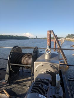 SLM barge haul winch ready to safely and accurately position barges for loading grain. SLM barge haul winch ready to safely and accurately position barges for loading grain.