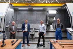 The WFL and Kersten team: from left to right: Bruno Reisbeck, Regional Sales Manager WFL; Andreas Lehner, Regional Sales Manager WFL; Udo Kersten, Managing Director Kersten Maschinenbau; and Florian Eichler, M80X MILLTURN Machine Operator. The WFL and Kersten team: from left to right: Bruno Reisbeck, Regional Sales Manager WFL; Andreas Lehner, Regional Sales Manager WFL; Udo Kersten, Managing Director Kersten Maschinenbau; and Florian Eichler, M80X MILLTURN Machine Operator.