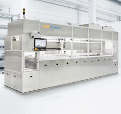 The UCMSmartLine is a modular, immersion-type ultrasonic system with up to nine wash and rinse stages. The versatile system offers numerous possibilities for solving individual cleaning tasks with the highest demands on component quality. The UCMSmartLine is a modular, immersion-type ultrasonic system with up to nine wash and rinse stages. The versatile system offers numerous possibilities for solving individual cleaning tasks with the highest demands on component quality.