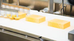 Cheese on conveyor