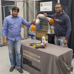 Dr. Naresh Marturi, Senior Research Scientist in Robotics (left), Maxime Adjigble, Robotics Research Engineer (right).