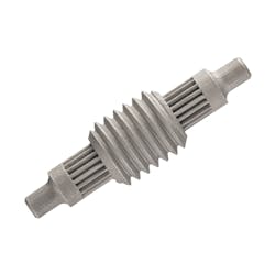 Roller Screw: This roller screw is used in a linear actuator to open and close a pilot valve in a steam power plant. Though typically fabricated from seven components, the Studio System makes it possible to consolidate the assembly into one component. Roller Screw: This roller screw is used in a linear actuator to open and close a pilot valve in a steam power plant. Though typically fabricated from seven components, the Studio System makes it possible to consolidate the assembly into one component.