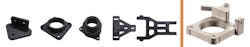 Brackets and Mounts: These brackets and mounts are used to hold a variety of off-the-shelf components—motors, bearings, shafts, gears, pulleys, sensors, optics, and more. Printing these parts allows their geometry to be optimized for each application, while also reducing manufacturing lead time and cost. Brackets and Mounts: These brackets and mounts are used to hold a variety of off-the-shelf components—motors, bearings, shafts, gears, pulleys, sensors, optics, and more. Printing these parts allows their geometry to be optimized for each application, while also reducing manufacturing lead time and cost.