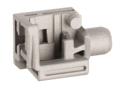 Sensor Holder: This part is used to hold multiple sensors while measurements are taken in a running machine. The intricate geometry of this sensor holder makes it an ideal candidate for the Shop System. The part was printed with an extreme reduction in both manufacturing lead time and part cost. Printing on the Shop System also allows for manufacturing flexibility—when the design needs to be modified to incorporate different sensors, engineers can simply send a revised file to the printer. Sensor Holder: This part is used to hold multiple sensors while measurements are taken in a running machine. The intricate geometry of this sensor holder makes it an ideal candidate for the Shop System. The part was printed with an extreme reduction in both manufacturing lead time and part cost. Printing on the Shop System also allows for manufacturing flexibility—when the design needs to be modified to incorporate different sensors, engineers can simply send a revised file to the printer.