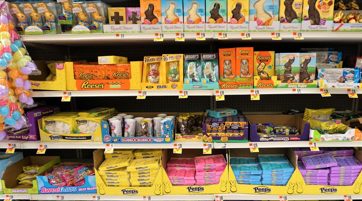 Easter candy on shelves