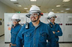 plant workers wearing honeywell wearables plant workers wearing honeywell wearables