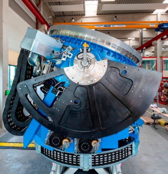 For the high-precision positioning system, both the narrow installation space and the extensive pivoting angle of over 400-deg. proved to be challenging.