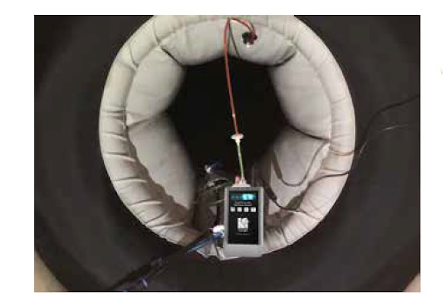 Figure 6: Weld Purge Monitor in use during pipe welding.