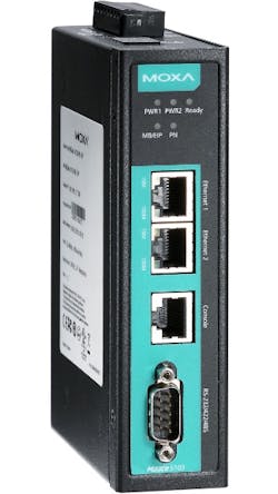 The Moxa MGate 5103 is an industrial Ethernet gateway for converting Modbus RTU/ASCII/TCP or EtherNet/IP to PROFINET-based network communications. The Moxa MGate 5103 is an industrial Ethernet gateway for converting Modbus RTU/ASCII/TCP or EtherNet/IP to PROFINET-based network communications.