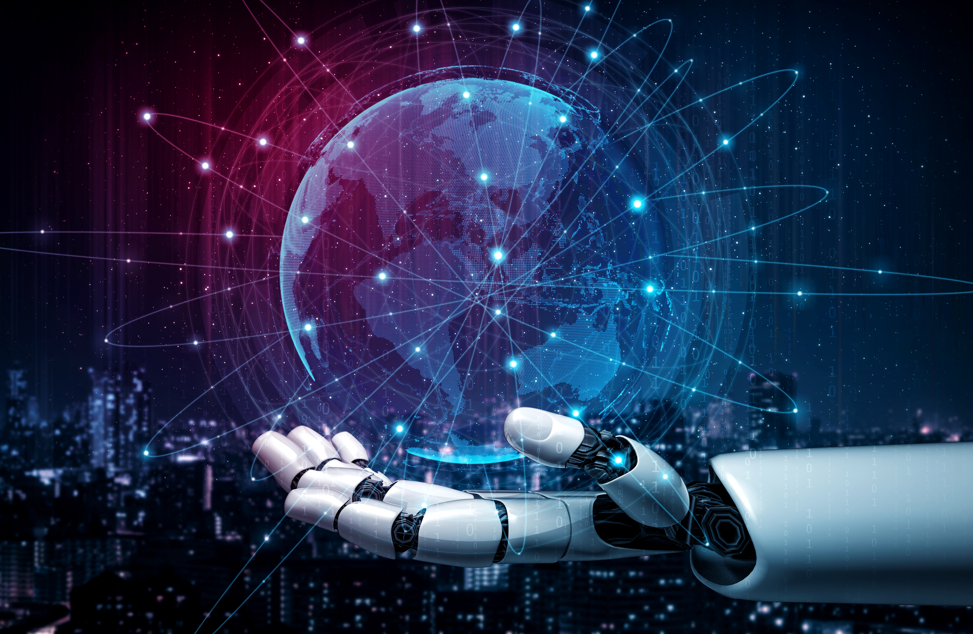 Robot Hand Holding World
