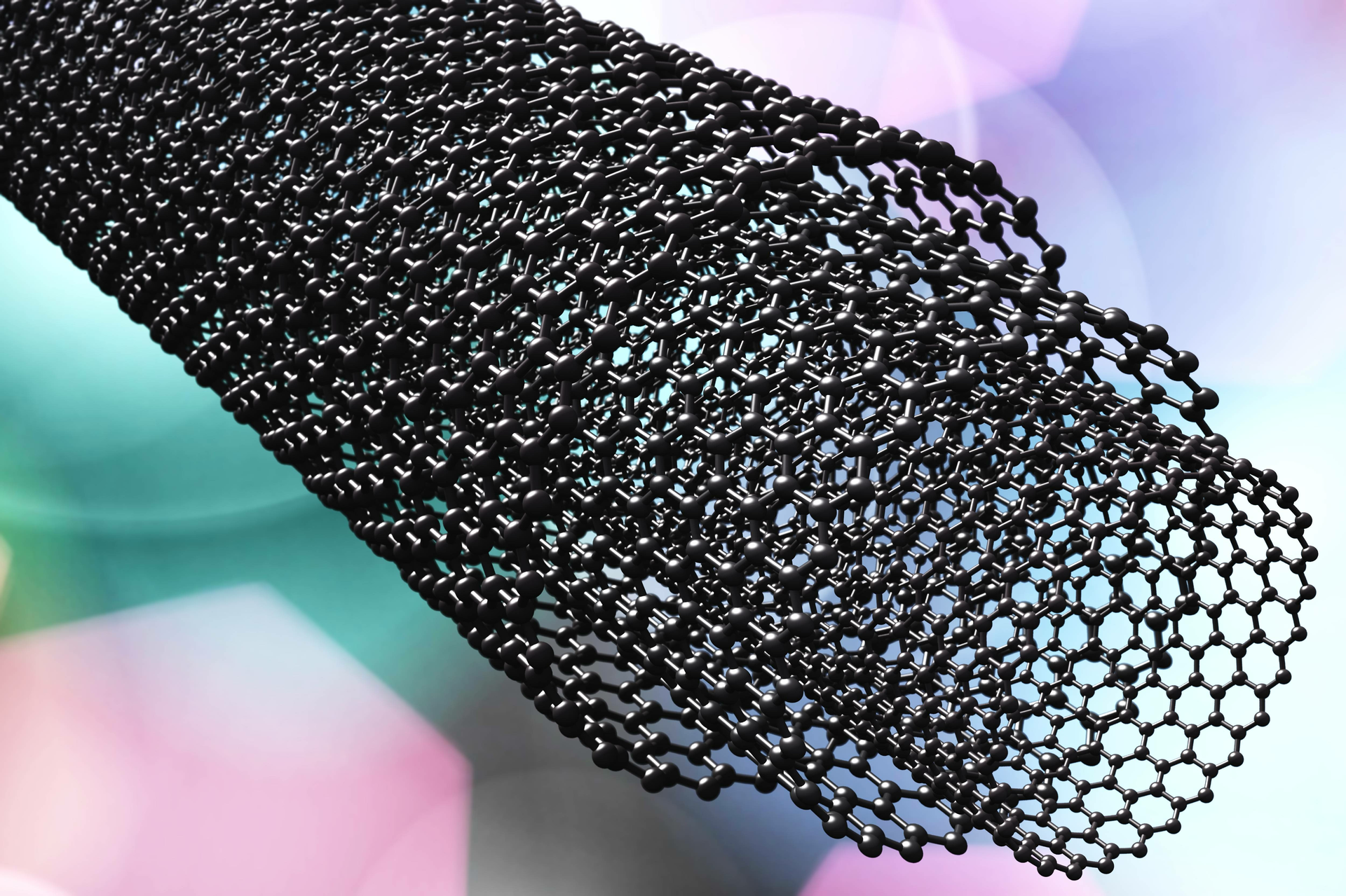 Nanotubes, carbon, graphene, 3D rendering