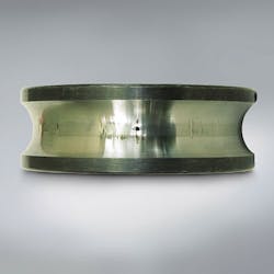 Part: Inner ring of a deep groove ball bearing Symptom: False brinelling on the raceway Cause: Vibration from an external source while stationary Part: Inner ring of a deep groove ball bearing Symptom: False brinelling on the raceway Cause: Vibration from an external source while stationary