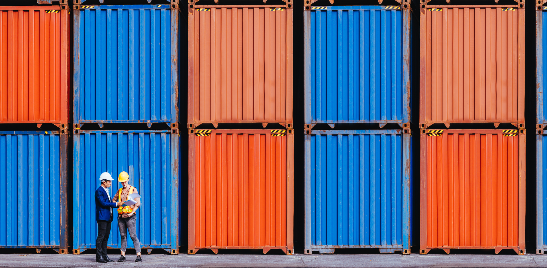 panorama of shipping containers