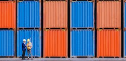 panorama of shipping containers