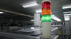 Warning alarm light on process machine