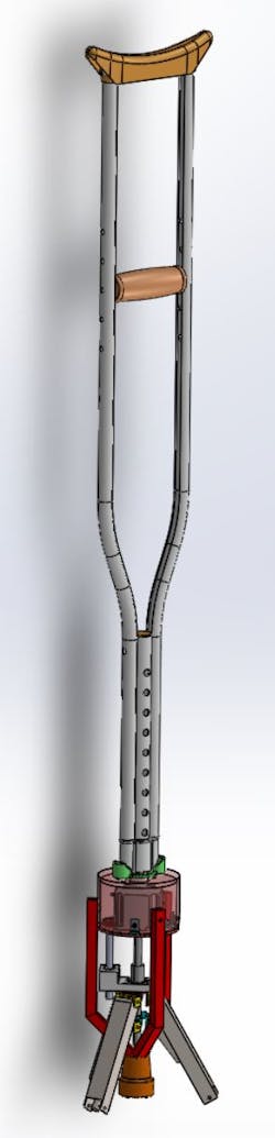 Figure 3: Self-standing crutch in standing position. Figure 3: Self-standing crutch in standing position.
