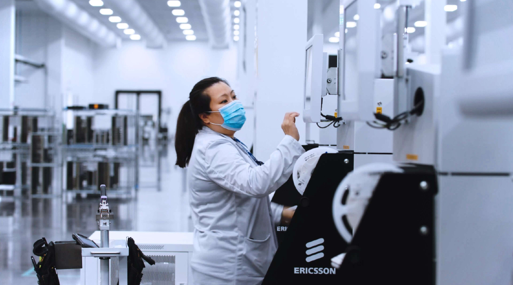 Ericsson woman on factory floor in Texas Lewisville