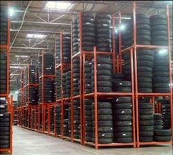 For tire manufacturing, portable racks can be loaded with tires and stored in a distribution center, and then the same racks can be used to ship them to the dealer. For tire manufacturing, portable racks can be loaded with tires and stored in a distribution center, and then the same racks can be used to ship them to the dealer.