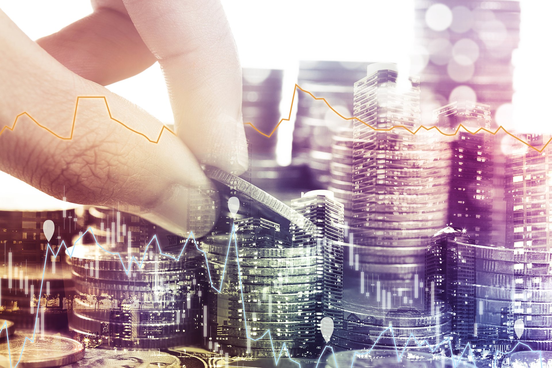 Gold coins money and graph economy