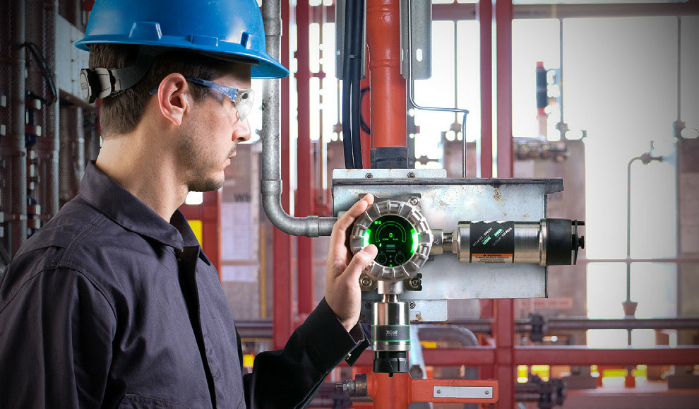 MSA worker checking gas detection instrument