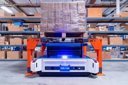 The PalletTransport1500 is an AMR that supports cross-docking, returns, and case-picking workflows for contactless pallet transport in distribution centers. The PalletTransport1500 is an AMR that supports cross-docking, returns, and case-picking workflows for contactless pallet transport in distribution centers.