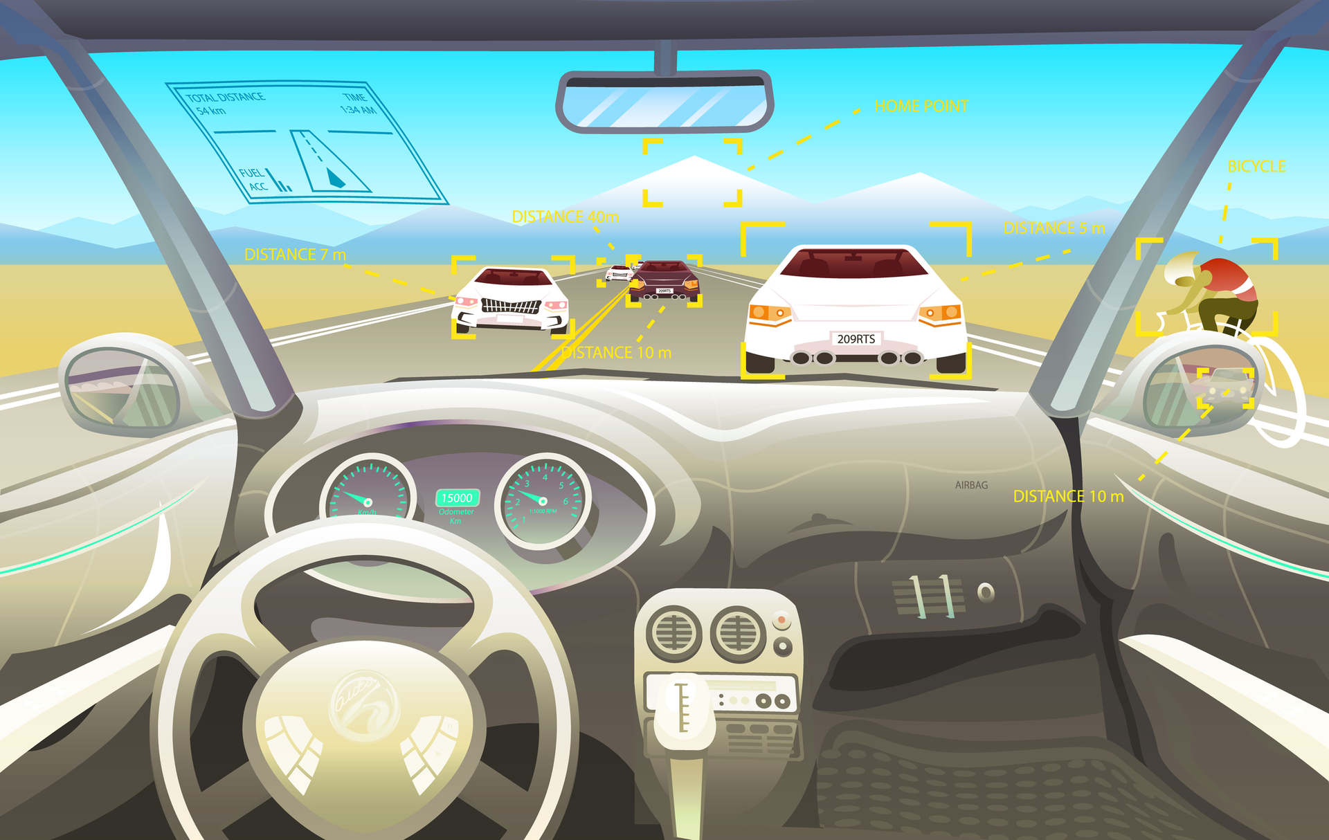 Driving simulation illustration
